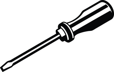 Black and White Screwdriver icon, Illustration on White Background.