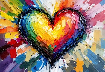 Wall Mural - hearts in watercolor: a kaleidoscope of emotions