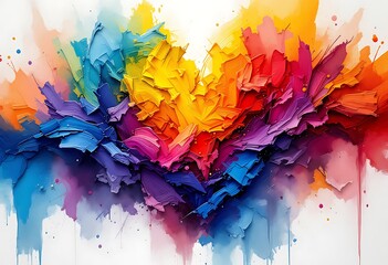 Wall Mural - hearts in watercolor: a kaleidoscope of emotions