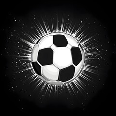 Soccer Ball with Explosive Burst on Dark Background