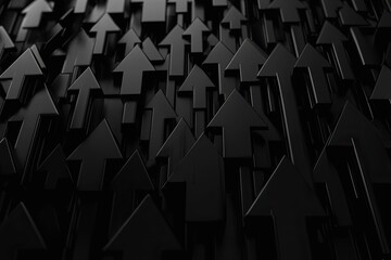 Wall Mural - black arrows in various sizes creating a dynamic pattern.
