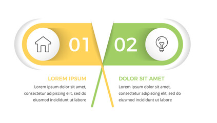 Infographic template with 2 options with place for your icons and text, vector eps10 illustration