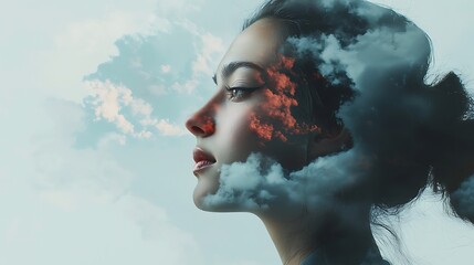 Leinwandbilder - Surreal visions the intersection of humanity and nature captured in ethereal cloudscapes and dreamlike portraits