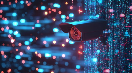 Fototapete - Exploring the intersection of digital surveillance and data security a deep dive into modern security camera technology