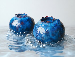 A couple of blue vases sitting on top of a table