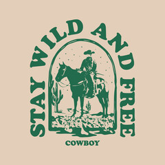 vintage illustration of cowboy vector t shirt design vector graphic typographic poster or tshirts st