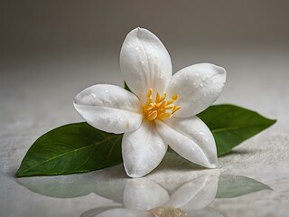 close up photo of beautiful jasmine flowers with white wall background