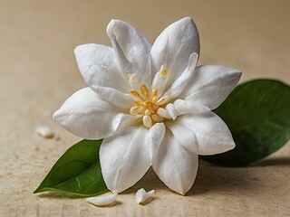 close up photo of beautiful jasmine flowers with white wall background