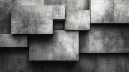 Poster - The arrangement showcases a series of gray concrete blocks laid out in various sizes and shapes, providing a contemporary and minimalist design element suitable for architecture or decor.