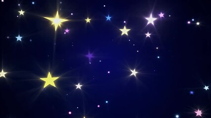 Wall Mural - Observe captivating 4K seamless loop glowing flickering particles resembling stars motion set dark background perfect graphic projects screen overlays creating mesmerizing galaxy sky effect animation
