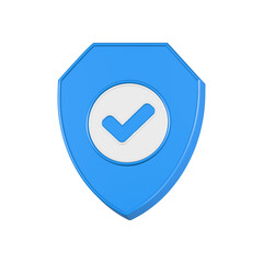 Wall Mural - shield with checkmark safety guard icon 3d blue color