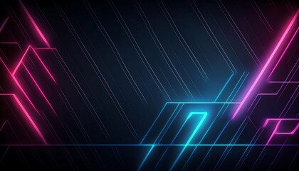 Wall Mural - Abstract geometric background with neon lights.