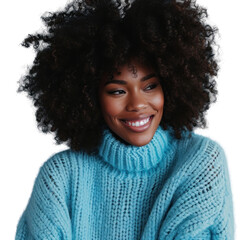 Wall Mural - PNG  South african woman with a wig and curly hair sweater adult smile.