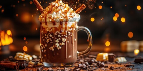 a hot chocolate drink with whipped and chocolate