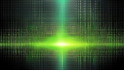 Abstract green digital grid pattern with a glowing center.