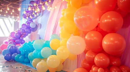 Wall Mural - Backdrop with multicolored balloons