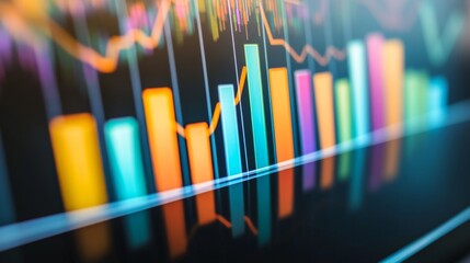 Fototapete - Colorful Data Visualization on a Digital Screen
