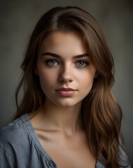 Captivating Front Portrait of a Confident and Thoughtful Young Woman