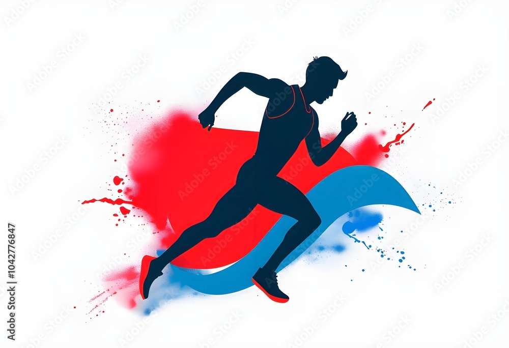 running athlete illustration as a minimalist silhouette in motion in ...