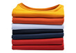 © saba - Set of pile stack group of folded blank t shirt . Isolated PNG with transparent background.