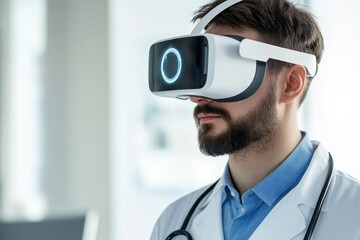 Doctor using VR headset for medical visualization tool