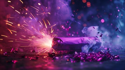 Wall Mural - bundle of fireworks violet paper towels and a skilled cover after its opened