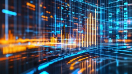 Leinwandbilder - Dynamic Digital Financial Data Visualization Concept