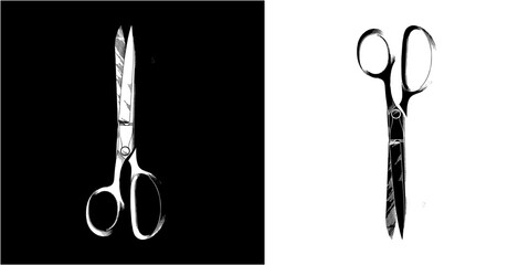 Wall Mural - set of knives cut scissors