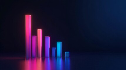 Leinwandbilder - Colorful Bar Graph with Neon Glow on Dark Background