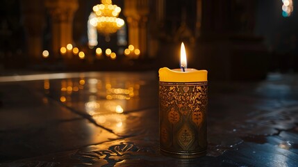 Wall Mural - Cathedral candle during fasting kareem festival mubarak