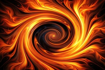 Wall Mural - fiery orange and black swirling background with reflection on water