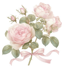 Wall Mural - PNG Coquette Roses roses art illustration.