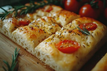 Wooden Cutting Board with Bread