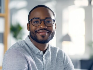 man with glasses smiling