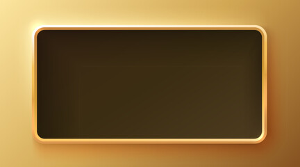 Wall Mural - Golden frame label, event bar button, gold signboard. Vector illustration