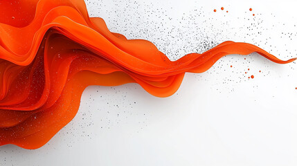 Poster - Abstract Flowing Orange Fabric on White Background With Speckles - Modern Art, Creativity, Digital Design