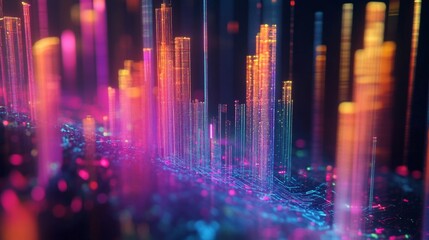 Leinwandbilder - Colorful Abstract Visualization of Data Streams