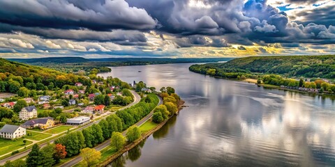 Wall Mural - cloudy afternoon by the river