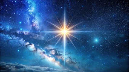 extreme close-up of the northern star polaris with the celestial polar region in the background