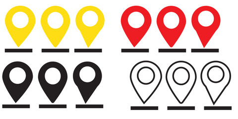 Wall Mural - set of icons location pin, map pin, place, location, address, location icon. vector map pin, red pin