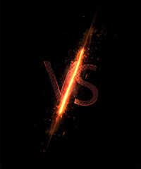 Versus banner with bright sparkling sparks and lightning. Vector