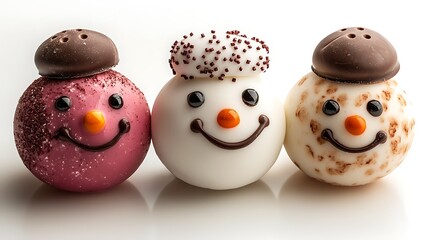 Wall Mural - Cute Marshmallow Snowman Ornaments for Festive Decor