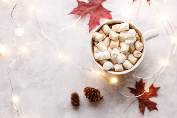 Wall Mural - Cup of hot chocolate on white background