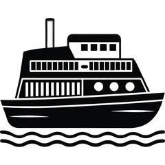 Wall Mural - Vector Ferry Vehicle Silhouette.