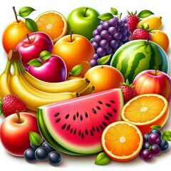 Wall Mural - fruits isolated on white