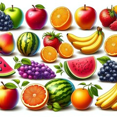 Wall Mural - set of fruits