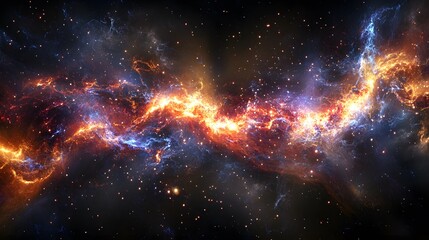 Wall Mural - Electric tendrils glow from the cosmic figure as it merges with the distant stars