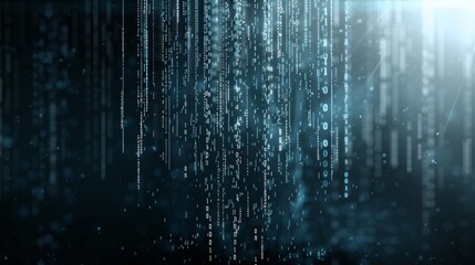 Illuminated Data Flow: Stunning Digital Waterfall with Binary Streams