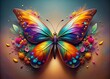 © Sunee - Abstract Colorful Butterfly Design for Beauty Care, Business Salon, Female Premium Art, Modern Bird Aesthetic, Vibrant Butterfly Imagery, Conceptual Photography