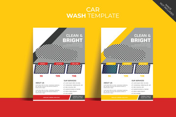 Wall Mural - Professional car wash service layout, vehicle washing service poster, and car wash modern flyer design template bundle